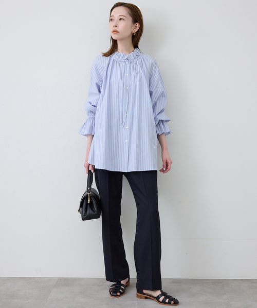 SLOBE IENA（スローブイエナ）の「《追加》タイプライターフリルブラウス（シャツ/ブラウス・レディース・ホワイト/グリーン/ブルー/ベージュ・FREE）」の10枚目の写真