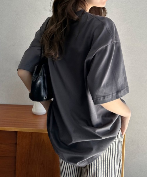 Eclat one(エクラワン)の「【Eclat one】クルーネック ドロップショルダー 半袖 カットソー(Tシャツ/カットソー・レディース・ブルー/グレー/ブラック/ホワイト・FREE)」の22枚目の写真