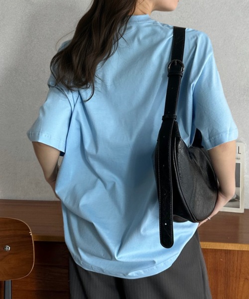 Eclat one(エクラワン)の「【Eclat one】クルーネック ドロップショルダー 半袖 カットソー(Tシャツ/カットソー・レディース・ブルー/グレー/ブラック/ホワイト・FREE)」の17枚目の写真