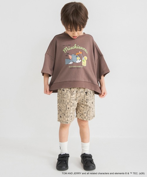 BRANSHES(ブランシェス)の「【トムとジェリー】スウェット7分袖Tシャツ(Tシャツ/カットソー・キッズ・ブラウン/チャコールグレー/アイボリー・120/110/130/90/100)」の2枚目の写真