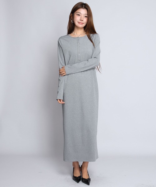 by LEGNA（バイレグナ）の「【選べる丈感】リブマキシヘンリーネックワンピース（ワンピース・レディース・グレイッシュベージュ/ブラック/ダークグレー/杢グレー・L-Regular/M-Regular/L-Short/M-Short/L-Long/M-Long）」の11枚目の写真
