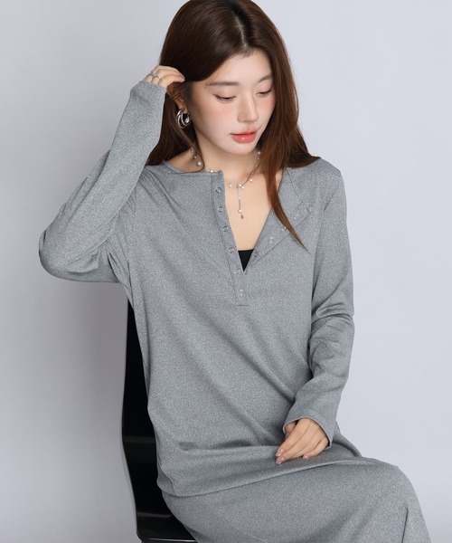 by LEGNA（バイレグナ）の「【選べる丈感】リブマキシヘンリーネックワンピース（ワンピース・レディース・グレイッシュベージュ/ブラック/ダークグレー/杢グレー・L-Regular/M-Regular/L-Short/M-Short/L-Long/M-Long）」の16枚目の写真