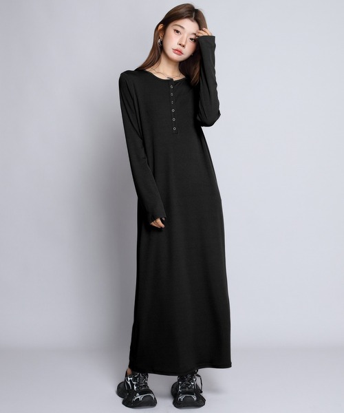 by LEGNA（バイレグナ）の「【選べる丈感】リブマキシヘンリーネックワンピース（ワンピース・レディース・グレイッシュベージュ/ブラック/ダークグレー/杢グレー・L-Regular/M-Regular/L-Short/M-Short/L-Long/M-Long）」の17枚目の写真