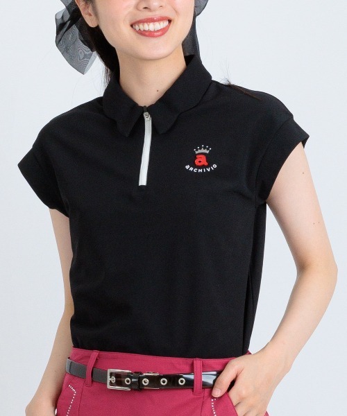 archivio(アルチビオ)の「<LADIES>UV速乾ジップ襟プルオーバー(Tシャツ/カットソー・レディース・ホワイト/レッド/ライトブルー/ブラック・L/M/S)」の3枚目の写真