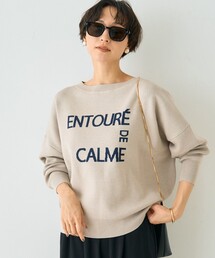 【2026SS新作】ジャガードロゴニット ENTOURE DE CALME/春服/レイヤードトップス/ボートネック/手洗い可能/大人カジュアル