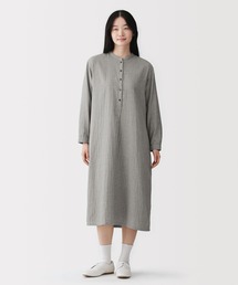 無印良品（ムジルシリョウヒン）の「婦人　カポック混　二重ガーゼ　長袖ワンピース（シャツワンピース）」