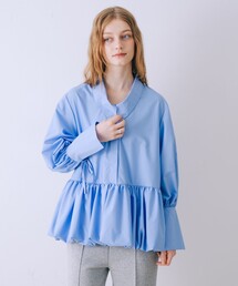 SELFIST（セルフィスト）の「バルーンシャツブラウス 袖リボン バルーン裾 チュニック シャツ襟 春服（シャツ/ブラウス）」
