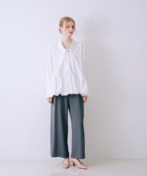 SELFIST(セルフィスト)の「バルーンシャツブラウス 袖リボン バルーン裾 チュニック シャツ襟 春服(シャツ/ブラウス・レディース・イエロー/ブルー/オフホワイト・フリー)」の20枚目の写真