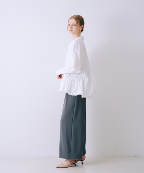 SELFIST(セルフィスト)の「バルーンシャツブラウス 袖リボン バルーン裾 チュニック シャツ襟 春服(シャツ/ブラウス・レディース・イエロー/ブルー/オフホワイト・フリー)」の21枚目の写真