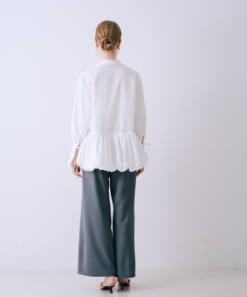 SELFIST(セルフィスト)の「バルーンシャツブラウス 袖リボン バルーン裾 チュニック シャツ襟 春服(シャツ/ブラウス・レディース・イエロー/ブルー/オフホワイト・フリー)」の22枚目の写真
