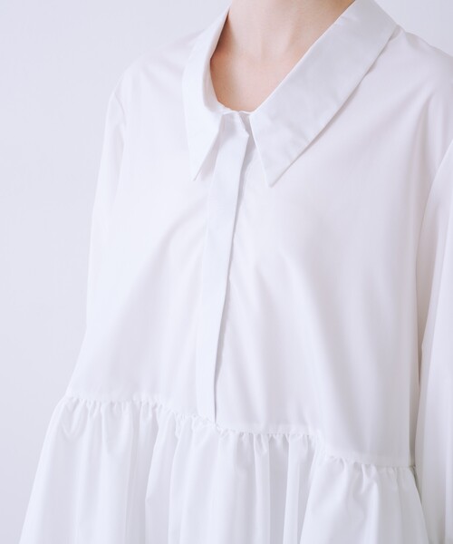 SELFIST(セルフィスト)の「バルーンシャツブラウス 袖リボン バルーン裾 チュニック シャツ襟 春服(シャツ/ブラウス・レディース・イエロー/ブルー/オフホワイト・フリー)」の14枚目の写真