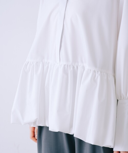 SELFIST(セルフィスト)の「バルーンシャツブラウス 袖リボン バルーン裾 チュニック シャツ襟 春服(シャツ/ブラウス・レディース・イエロー/ブルー/オフホワイト・フリー)」の15枚目の写真