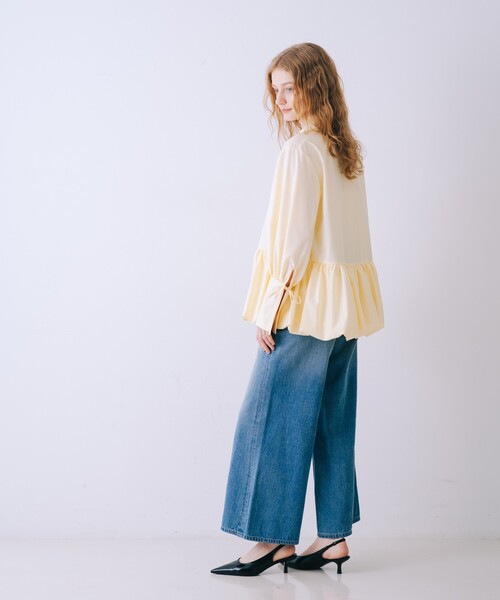 SELFIST(セルフィスト)の「バルーンシャツブラウス 袖リボン バルーン裾 チュニック シャツ襟 春服(シャツ/ブラウス・レディース・イエロー/ブルー/オフホワイト・フリー)」の19枚目の写真