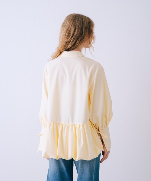 SELFIST(セルフィスト)の「バルーンシャツブラウス 袖リボン バルーン裾 チュニック シャツ襟 春服(シャツ/ブラウス・レディース・イエロー/ブルー/オフホワイト・フリー)」の11枚目の写真