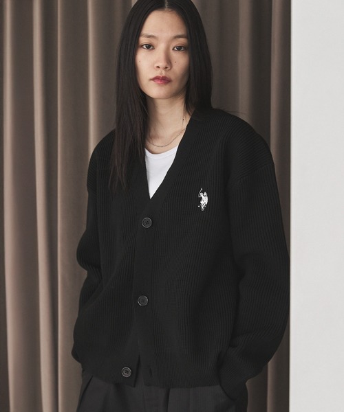 新品 POLO  カーディガン セール】U.S. POLO ASSN.畦編みVネックカーディガン（カーディガン