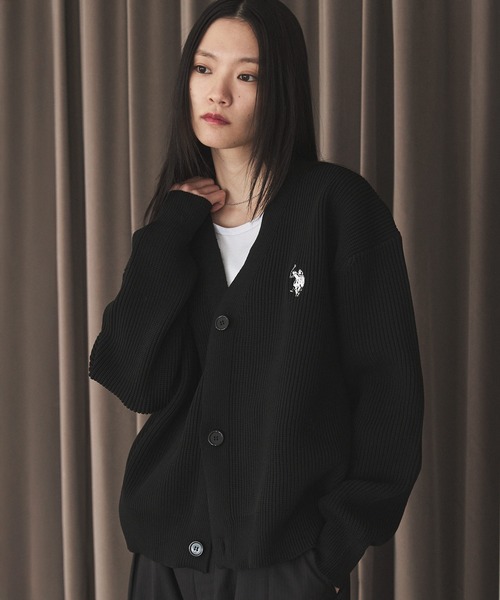セール】U.S. POLO ASSN.畦編みVネックカーディガン（カーディガン
