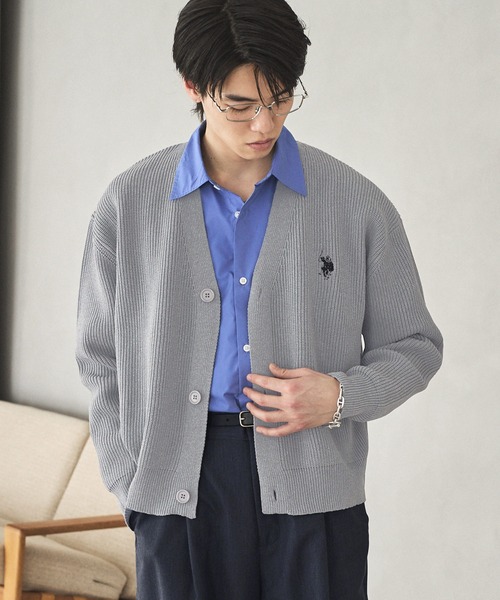 セール】U.S. POLO ASSN.畦編みVネックカーディガン（カーディガン