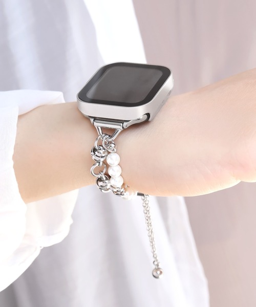 Urban Coral（アーバンコーラル）の「Apple Watch Band / アップルウォッチ ブレスレット チェーンバンド / Urban Coral（デジタル腕時計・レディース・ホワイト/シルバー×ブラック/ピンクゴールド/ブラック・40mm）」の2枚目の写真