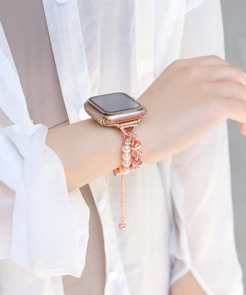 Urban Coral（アーバンコーラル）の「Apple Watch Band / アップルウォッチ ブレスレット チェーンバンド / Urban Coral（デジタル腕時計・レディース・ホワイト/シルバー×ブラック/ピンクゴールド/ブラック・40mm）」の7枚目の写真