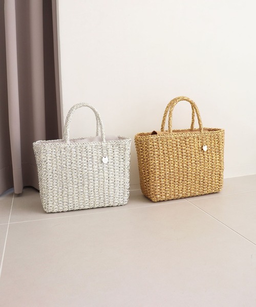 T・S・L（ティーエスエル）の「メタリックミックスペーパートートバッグ（かごバッグ・レディース・ゴールド/ブラック/シルバー・FREE）」の3枚目の写真