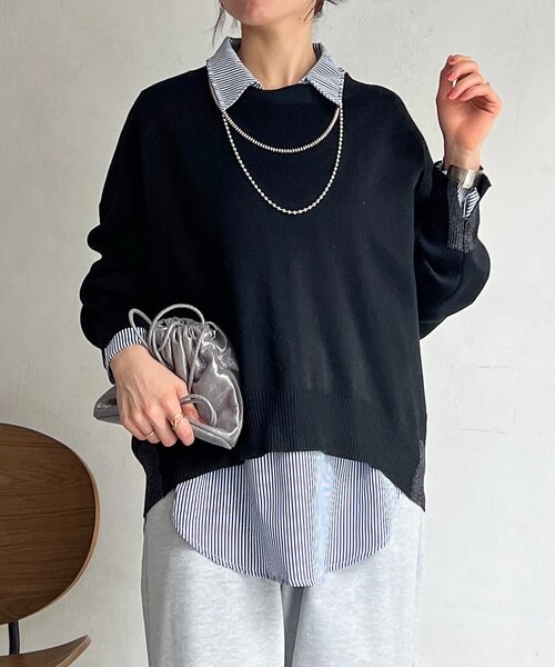 un dix cors（アンディコール）の「ニットセットレイヤープルオーバー（ニット/セーター・レディース・グレー/ホワイト/ブラック/イエロー・FREE）」の2枚目の写真