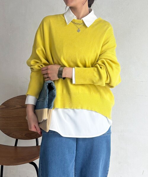 un dix cors（アンディコール）の「ニットセットレイヤープルオーバー（ニット/セーター・レディース・グレー/ホワイト/ブラック/イエロー・FREE）」の6枚目の写真