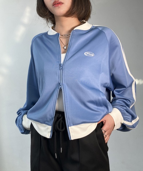 AS KNOW AS plus（アズノゥアズプラス）の「〇ワンポイントロゴ刺繍 サイドライン入り クロップド丈 Wジップトラックジャケット【UNISEX ITEM】（ジャージ・レディース・アイボリー系/ブラウン系/サックスブルー系・FREE）」の19枚目の写真