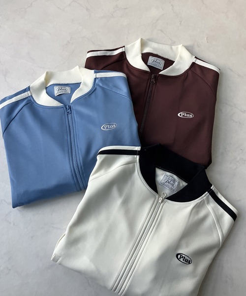 AS KNOW AS plus（アズノゥアズプラス）の「〇ワンポイントロゴ刺繍 サイドライン入り クロップド丈 Wジップトラックジャケット【UNISEX ITEM】（ジャージ・レディース・アイボリー系/ブラウン系/サックスブルー系・FREE）」の8枚目の写真