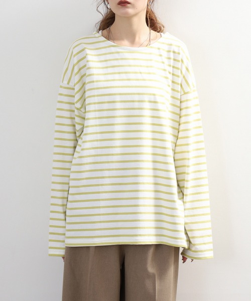 myke(ミーカ)の「myke ボーダー OE天竺 ロンT 長袖 ラウンドネック(Tシャツ/カットソー・レディース・イエロー/ベージュ/ネイビー/ピンク・M)」の20枚目の写真