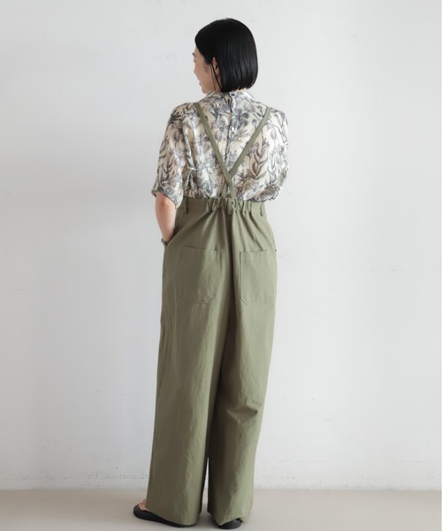 NOMBRE IMPAIR（ノンブルアンペール）の「【予約】コットンリネンツイル　サスペンダーパンツ（サロペット/オーバーオール・レディース・チャコールグレー/カーキ・FREE）」の5枚目の写真