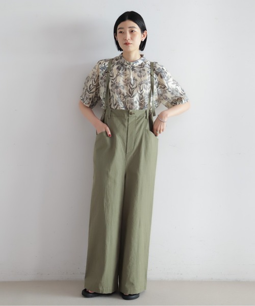 NOMBRE IMPAIR（ノンブルアンペール）の「【予約】コットンリネンツイル　サスペンダーパンツ（サロペット/オーバーオール・レディース・チャコールグレー/カーキ・FREE）」の4枚目の写真