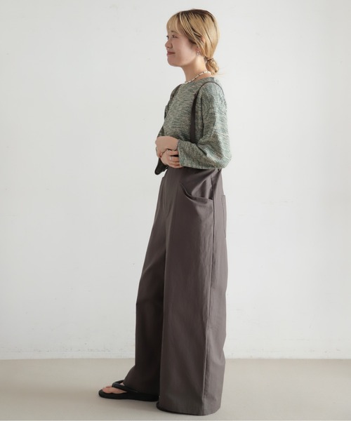 NOMBRE IMPAIR（ノンブルアンペール）の「【予約】コットンリネンツイル　サスペンダーパンツ（サロペット/オーバーオール・レディース・チャコールグレー/カーキ・FREE）」の20枚目の写真