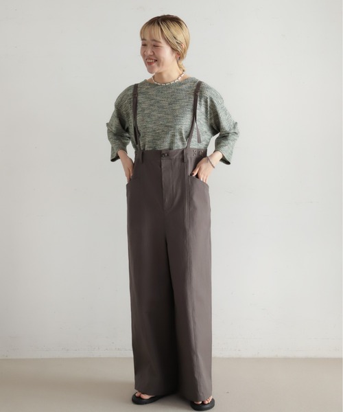 NOMBRE IMPAIR（ノンブルアンペール）の「【予約】コットンリネンツイル　サスペンダーパンツ（サロペット/オーバーオール・レディース・チャコールグレー/カーキ・FREE）」の19枚目の写真