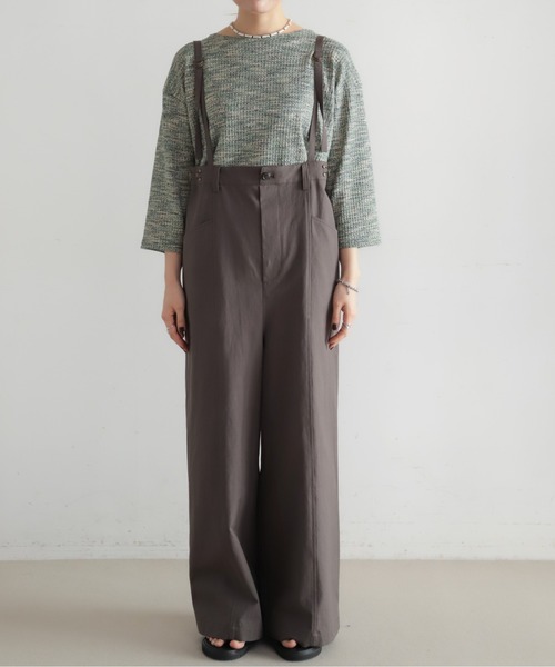 NOMBRE IMPAIR（ノンブルアンペール）の「【予約】コットンリネンツイル　サスペンダーパンツ（サロペット/オーバーオール・レディース・チャコールグレー/カーキ・FREE）」の9枚目の写真