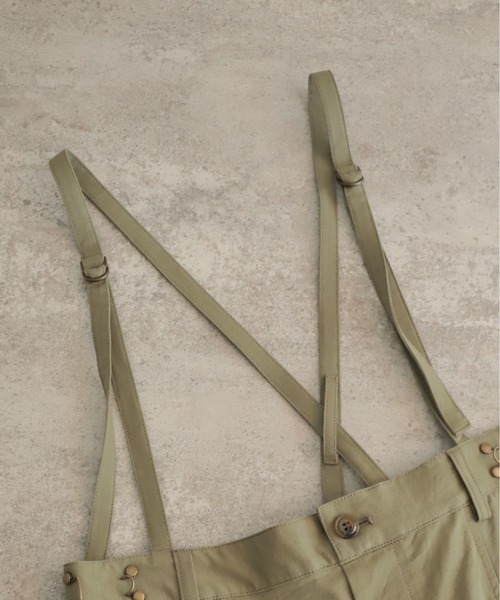 NOMBRE IMPAIR（ノンブルアンペール）の「【予約】コットンリネンツイル　サスペンダーパンツ（サロペット/オーバーオール・レディース・チャコールグレー/カーキ・FREE）」の14枚目の写真