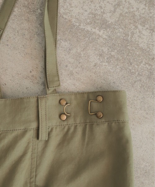 NOMBRE IMPAIR（ノンブルアンペール）の「【予約】コットンリネンツイル　サスペンダーパンツ（サロペット/オーバーオール・レディース・チャコールグレー/カーキ・FREE）」の16枚目の写真