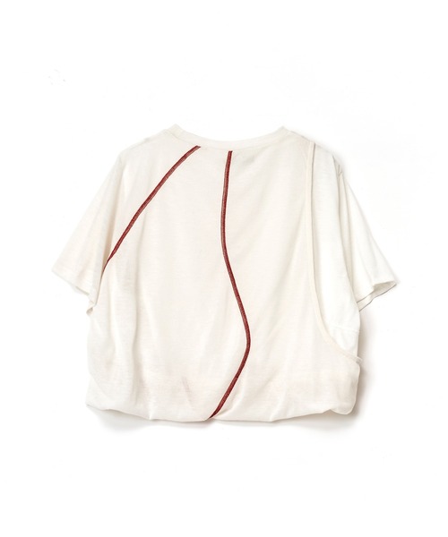 AULA AILA（アウラアイラ）の「レイヤードツイストデザインＴシャツ（Tシャツ/カットソー・レディース・レッド/ホワイト/ブラック・0）」の21枚目の写真