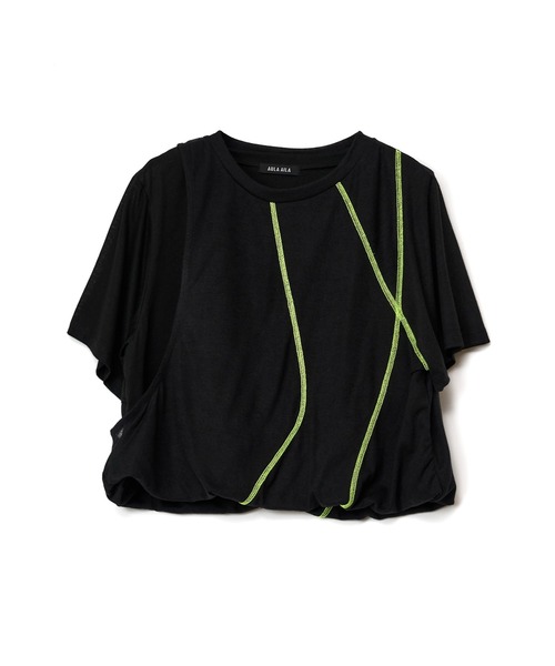 AULA AILA（アウラアイラ）の「レイヤードツイストデザインＴシャツ（Tシャツ/カットソー・レディース・レッド/ホワイト/ブラック・0）」の22枚目の写真