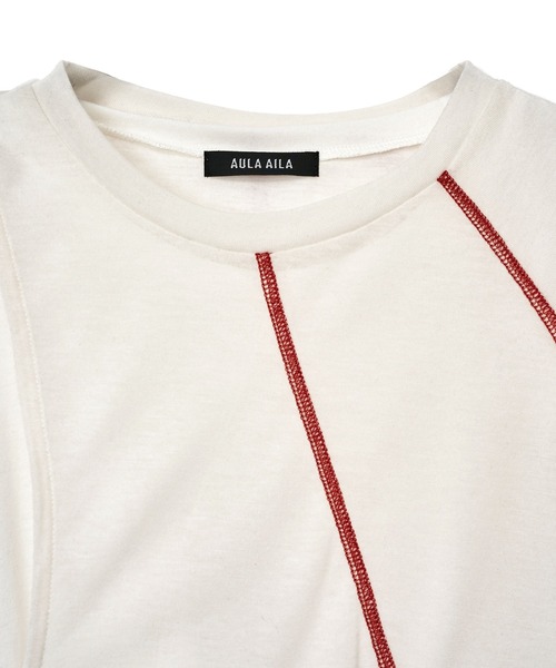 AULA AILA（アウラアイラ）の「レイヤードツイストデザインＴシャツ（Tシャツ/カットソー・レディース・レッド/ホワイト/ブラック・0）」の14枚目の写真