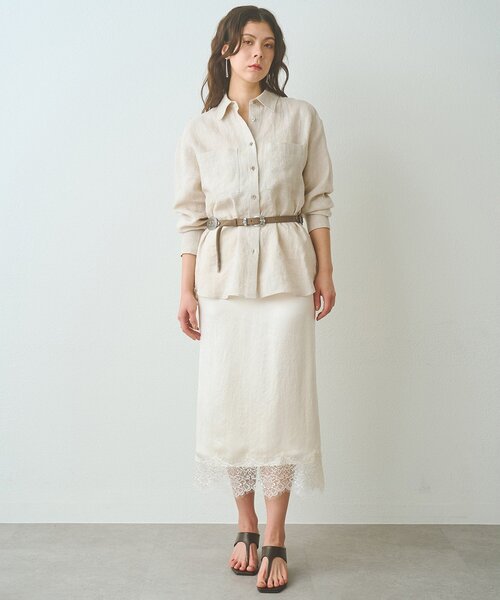 Whim Gazette（ウィムガゼット）の「サテンレーススカート（スカート・レディース・ブラック/アイボリー・FREE）」の10枚目の写真