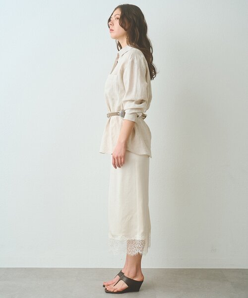 Whim Gazette（ウィムガゼット）の「サテンレーススカート（スカート・レディース・ブラック/アイボリー・FREE）」の7枚目の写真