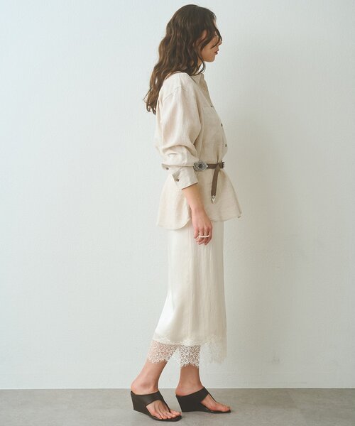 Whim Gazette（ウィムガゼット）の「サテンレーススカート（スカート・レディース・ブラック/アイボリー・FREE）」の9枚目の写真