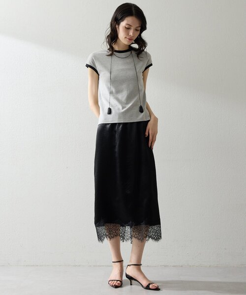 Whim Gazette（ウィムガゼット）の「サテンレーススカート（スカート・レディース・ブラック/アイボリー・FREE）」の19枚目の写真