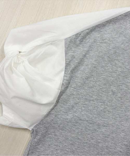 Belta attrice(ベルタアトリーチェ)の「異素材ドッキング ボリューム袖Tシャツ / 体型カバー(Tシャツ/カットソー・レディース・ブラック/霜降りグレー/ネイビー・FREE)」の22枚目の写真