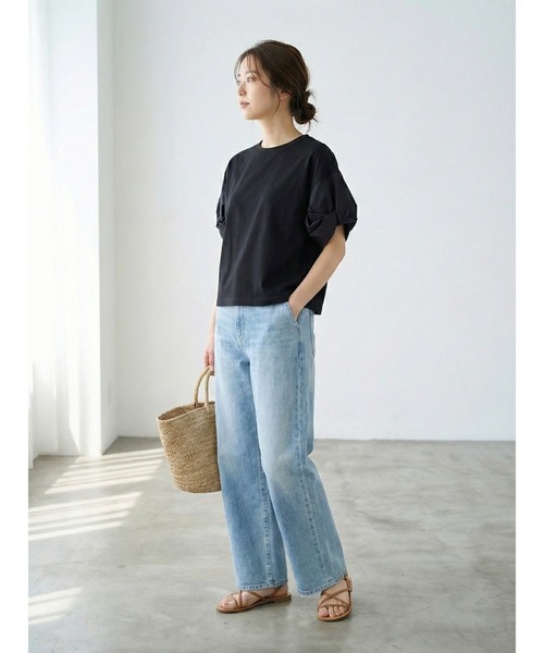 Belta attrice(ベルタアトリーチェ)の「異素材ドッキング ボリューム袖Tシャツ / 体型カバー(Tシャツ/カットソー・レディース・ブラック/霜降りグレー/ネイビー・FREE)」の20枚目の写真
