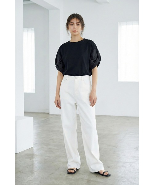 Belta attrice(ベルタアトリーチェ)の「異素材ドッキング ボリューム袖Tシャツ / 体型カバー(Tシャツ/カットソー・レディース・ブラック/霜降りグレー/ネイビー・FREE)」の15枚目の写真