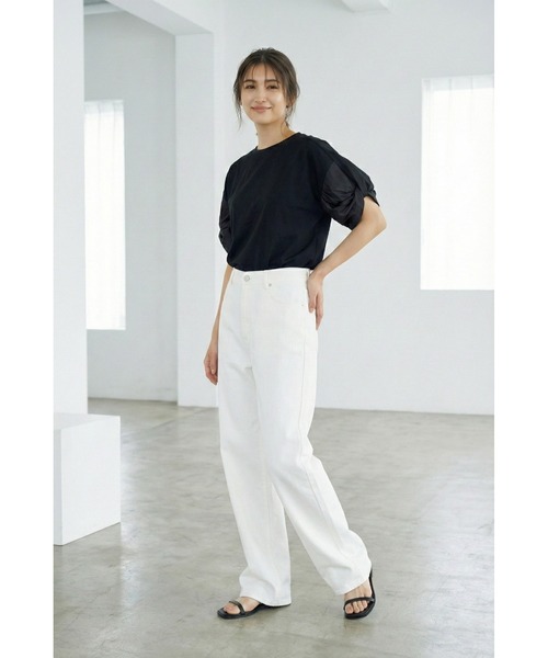 Belta attrice(ベルタアトリーチェ)の「異素材ドッキング ボリューム袖Tシャツ / 体型カバー(Tシャツ/カットソー・レディース・ブラック/霜降りグレー/ネイビー・FREE)」の17枚目の写真