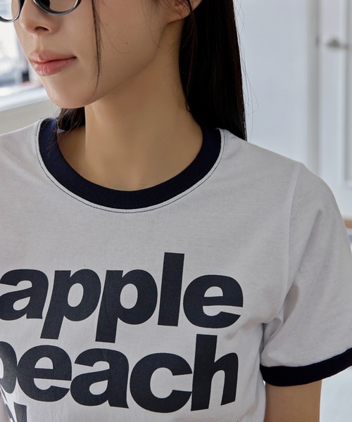 UNE MANSION(ユヌマンション)の「カジュアルフルーツレタリングリンガー半袖Tシャツ(Tシャツ/カットソー・レディース・ブラック/イエロー/ホワイト・FREE)」の16枚目の写真