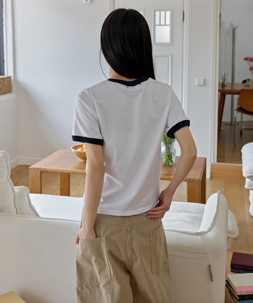 UNE MANSION(ユヌマンション)の「カジュアルフルーツレタリングリンガー半袖Tシャツ(Tシャツ/カットソー・レディース・ブラック/イエロー/ホワイト・FREE)」の15枚目の写真