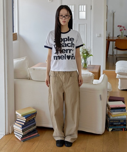UNE MANSION(ユヌマンション)の「カジュアルフルーツレタリングリンガー半袖Tシャツ(Tシャツ/カットソー・レディース・ブラック/イエロー/ホワイト・FREE)」の20枚目の写真